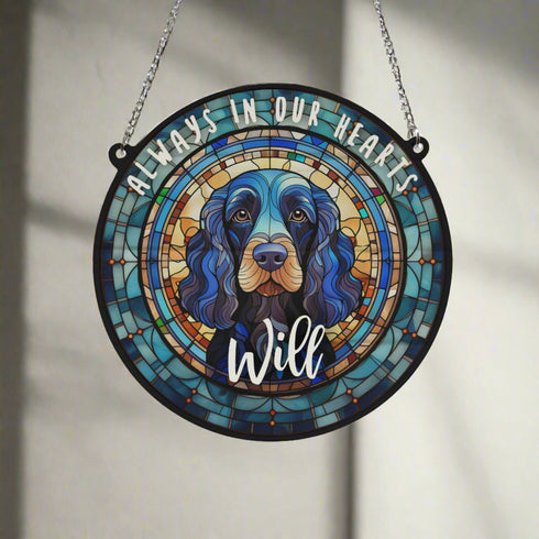 Cocker (Working) Black Memorial Stained Glass Effect Suncatcher